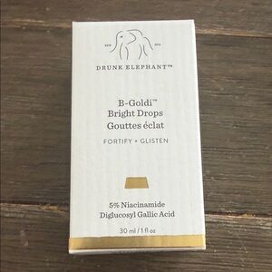 Drunk Elephant White and Gold B-Gold Bright Drops Box